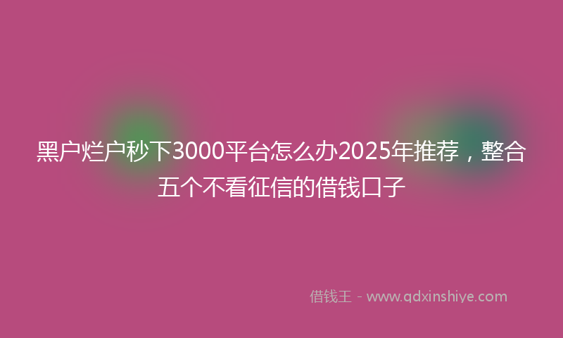 黑户烂户秒下3000平台怎么办2025年推荐，整合五个不看征信的借钱口子