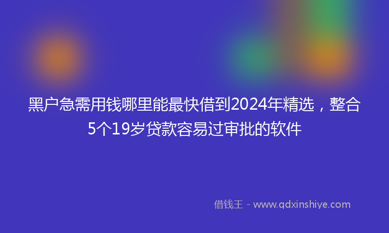 黑户急需用钱哪里能最快借到2024年精选，整合5个19岁贷款容易过审批的软件