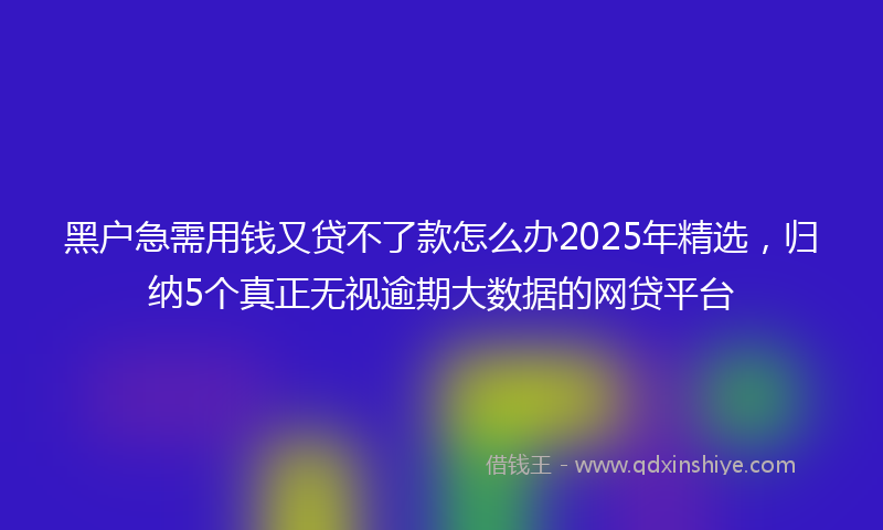 黑户急需用钱又贷不了款怎么办2025年精选，归纳5个真正无视逾期大数据的网贷平台