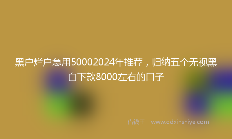 黑户烂户急用50002024年推荐，归纳五个无视黑白下款8000左右的口子
