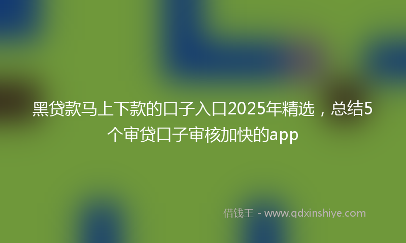 黑贷款马上下款的口子入口2025年精选，总结5个审贷口子审核加快的app