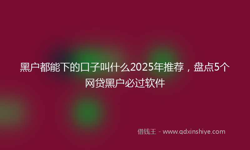 黑户都能下的口子叫什么2025年推荐，盘点5个网贷黑户必过软件