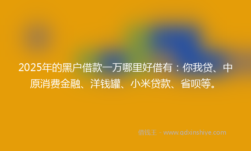 2025年的黑户借款一万哪里好借有：你我贷、中原消费金融、洋钱罐、小米贷款、省呗等。