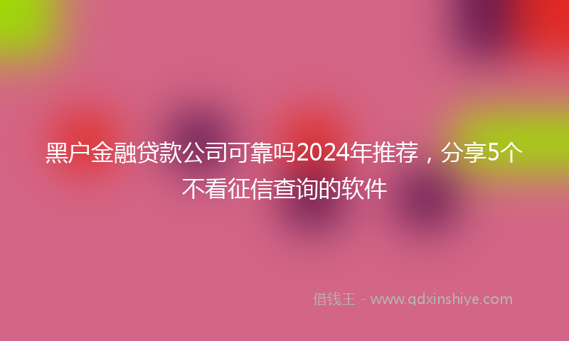 黑户金融贷款公司可靠吗2024年推荐，分享5个不看征信查询的软件