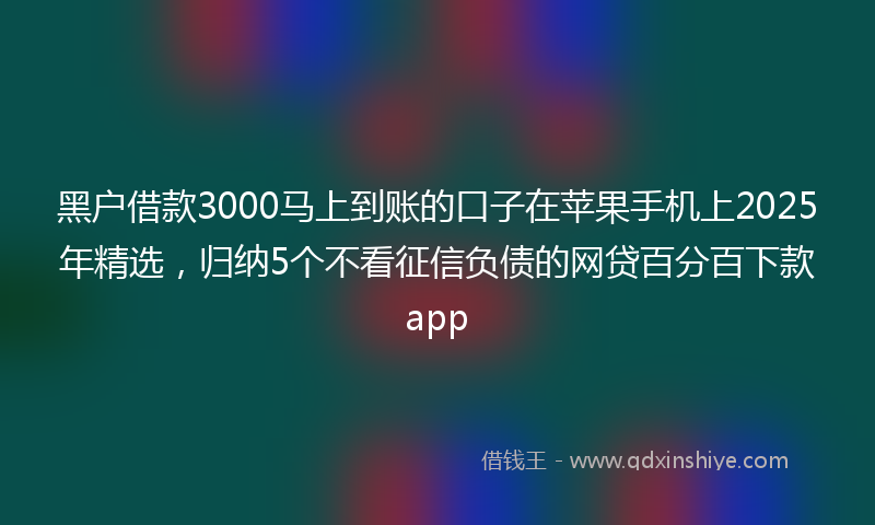 黑户借款3000马上到账的口子在苹果手机上2025年精选，归纳5个不看征信负债的网贷百分百下款app