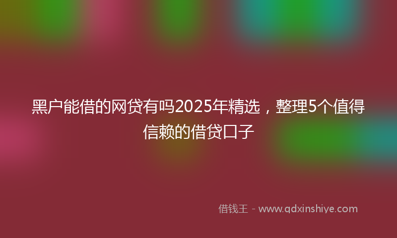 黑户能借的网贷有吗2025年精选，整理5个值得信赖的借贷口子