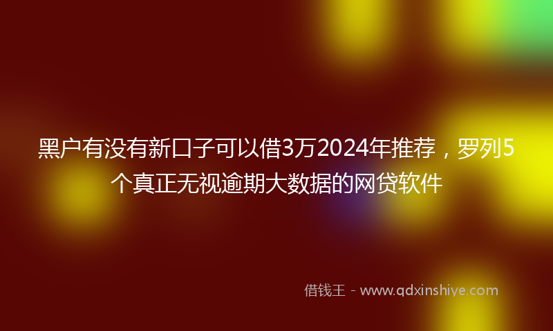 黑户有没有新口子可以借3万2024年推荐，罗列5个真正无视逾期大数据的网贷软件