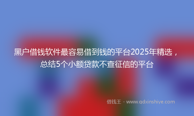 黑户借钱软件最容易借到钱的平台2025年精选，总结5个小额贷款不查征信的平台
