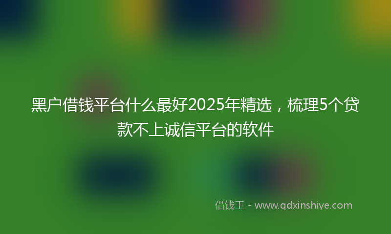 黑户借钱平台什么最好2025年精选，梳理5个贷款不上诚信平台的软件