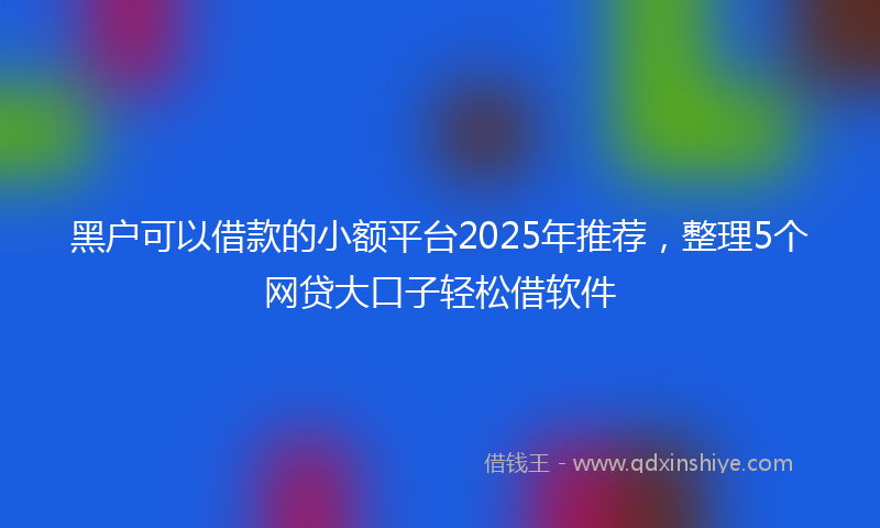 黑户可以借款的小额平台2025年推荐，整理5个网贷大口子轻松借软件