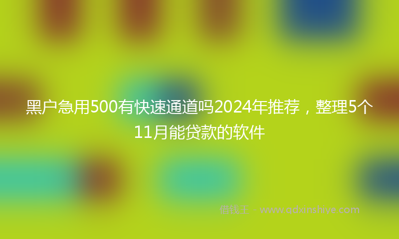 黑户急用500有快速通道吗2024年推荐，整理5个11月能贷款的软件