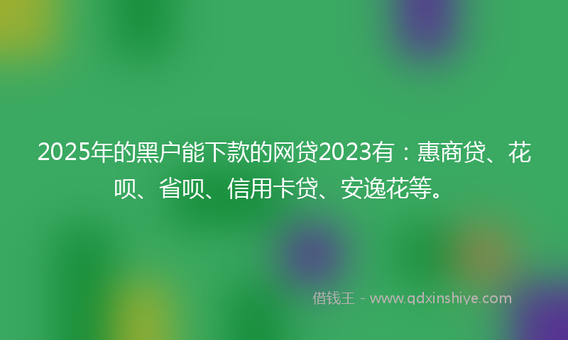 2025年的黑户能下款的网贷2023有：惠商贷、花呗、省呗、信用卡贷、安逸花等。