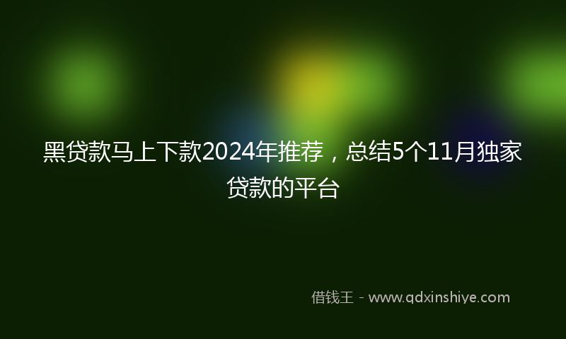 黑贷款马上下款2024年推荐，总结5个11月独家贷款的平台