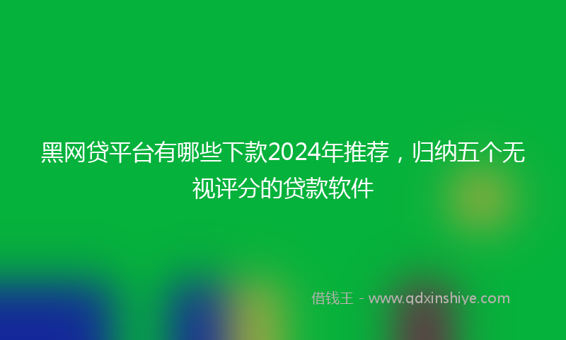 黑网贷平台有哪些下款2024年推荐，归纳五个无视评分的贷款软件