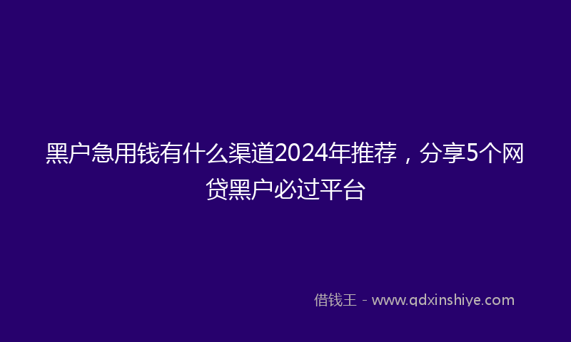 黑户急用钱有什么渠道2024年推荐，分享5个网贷黑户必过平台