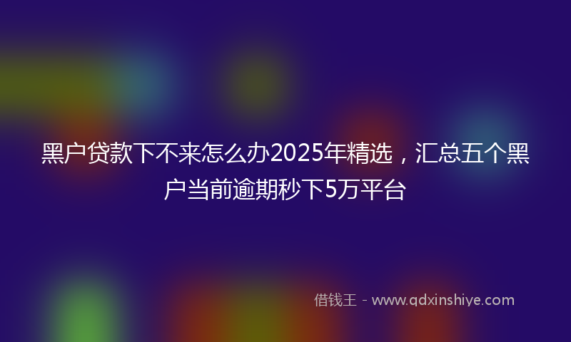 黑户贷款下不来怎么办2025年精选，汇总五个黑户当前逾期秒下5万平台