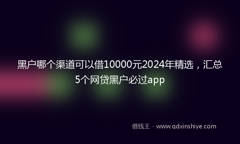 黑户哪个渠道可以借10000元2024年精选，汇总5个网贷黑户必过app