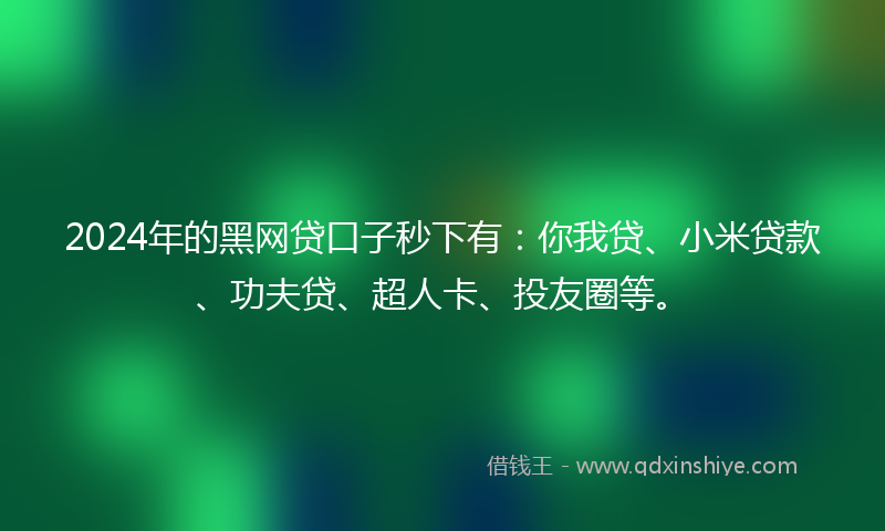 2024年的黑网贷口子秒下有：你我贷、小米贷款、功夫贷、超人卡、投友圈等。