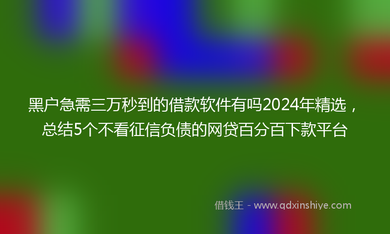 黑户急需三万秒到的借款软件有吗2024年精选，总结5个不看征信负债的网贷百分百下款平台