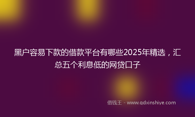 黑户容易下款的借款平台有哪些2025年精选，汇总五个利息低的网贷口子