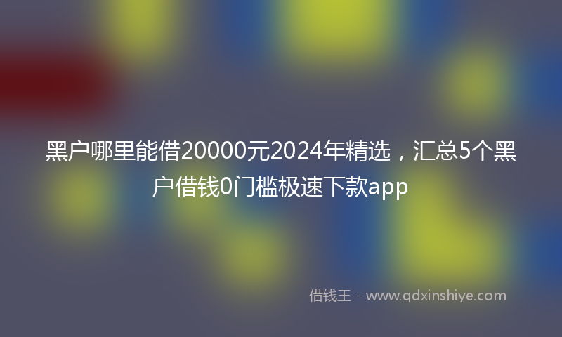 黑户哪里能借20000元2024年精选，汇总5个黑户借钱0门槛极速下款app