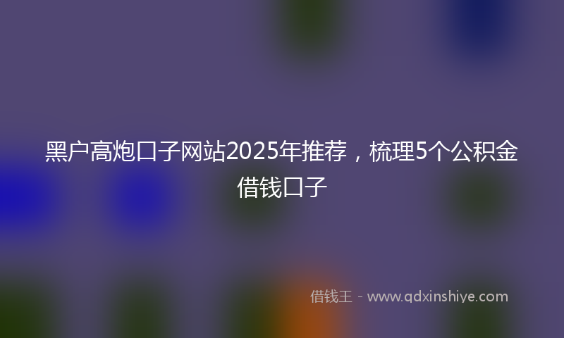 黑户高炮口子网站2025年推荐，梳理5个公积金借钱口子