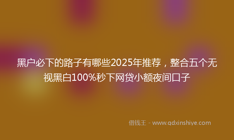 黑户必下的路子有哪些2025年推荐，整合五个无视黑白100%秒下网贷小额夜间口子