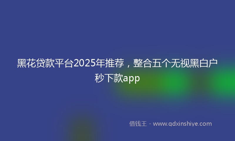 黑花贷款平台2025年推荐，整合五个无视黑白户秒下款app