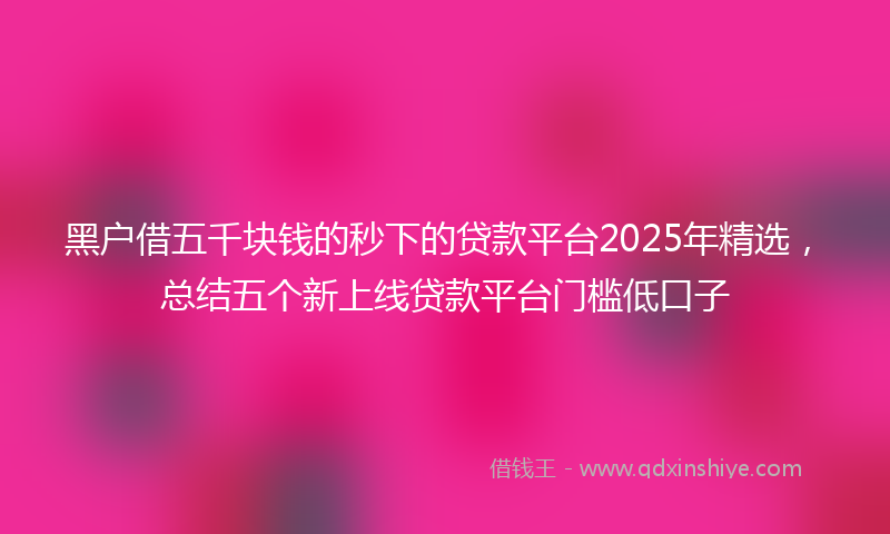 黑户借五千块钱的秒下的贷款平台2025年精选，总结五个新上线贷款平台门槛低口子
