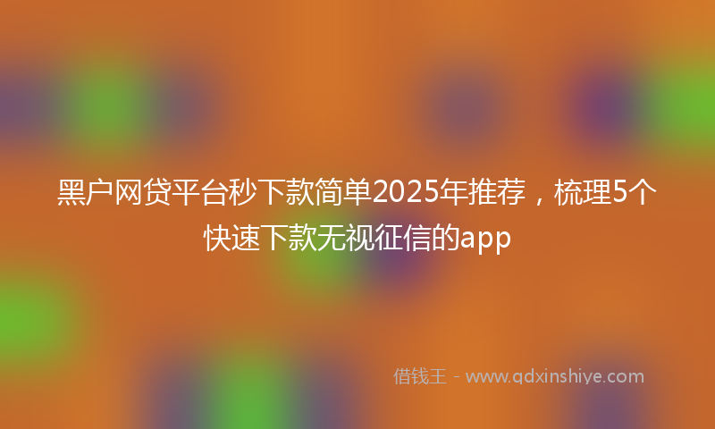 黑户网贷平台秒下款简单2025年推荐，梳理5个快速下款无视征信的app