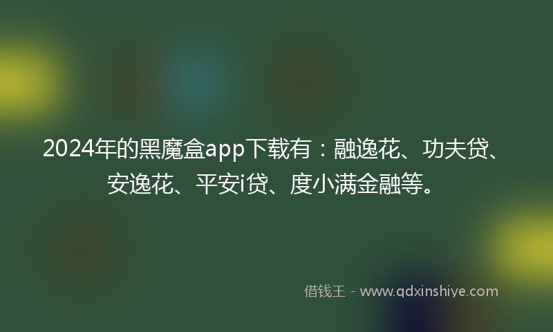 2024年的黑魔盒app下载有：融逸花、功夫贷、安逸花、平安i贷、度小满金融等。