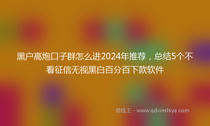 黑户高炮口子群怎么进2024年推荐，总结5个不看征信无视黑白百分百下款软件