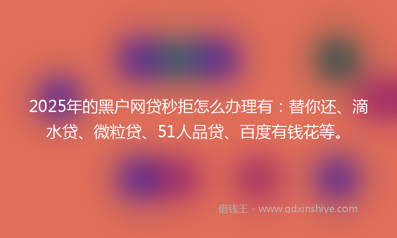2025年的黑户网贷秒拒怎么办理有：替你还、滴水贷、微粒贷、51人品贷、百度有钱花等。