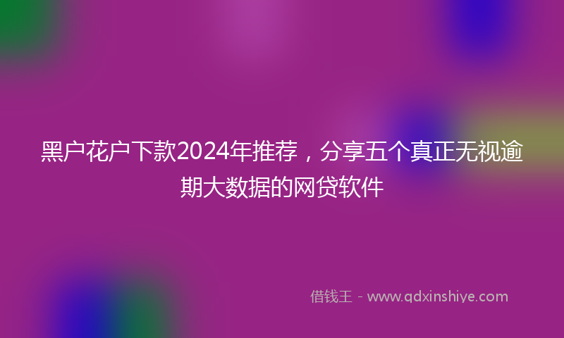黑户花户下款2024年推荐，分享五个真正无视逾期大数据的网贷软件