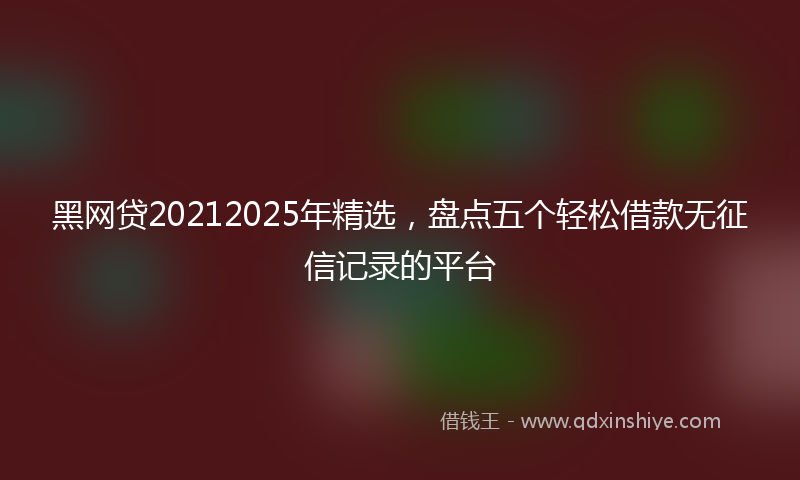黑网贷20212025年精选，盘点五个轻松借款无征信记录的平台