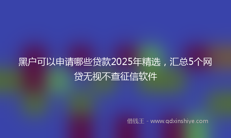黑户可以申请哪些贷款2025年精选，汇总5个网贷无视不查征信软件