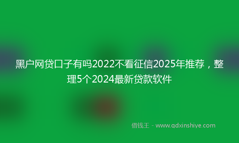 黑户网贷口子有吗2022不看征信2025年推荐，整理5个2024最新贷款软件