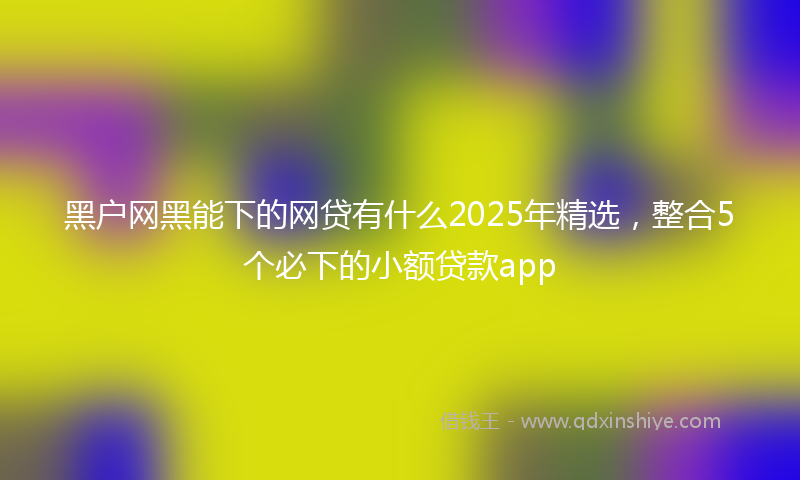 黑户网黑能下的网贷有什么2025年精选，整合5个必下的小额贷款app