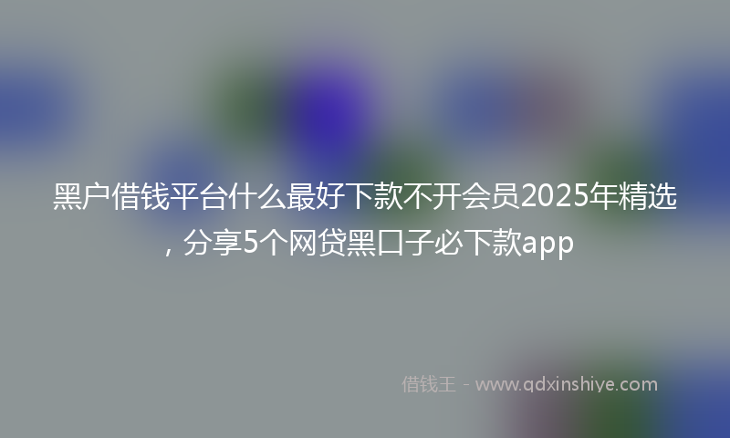 黑户借钱平台什么最好下款不开会员2025年精选，分享5个网贷黑口子必下款app