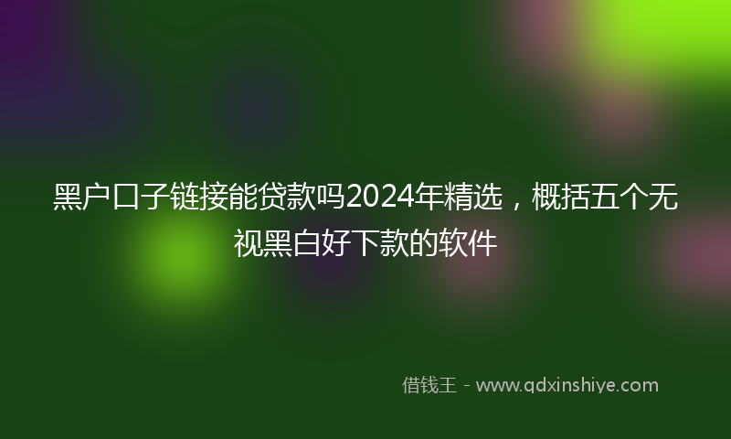 黑户口子链接能贷款吗2024年精选，概括五个无视黑白好下款的软件