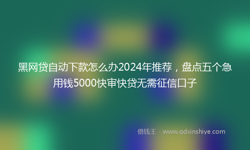 黑网贷自动下款怎么办2024年推荐，盘点五个急用钱5000快审快贷无需征信口子