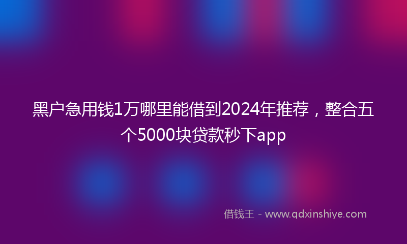黑户急用钱1万哪里能借到2024年推荐，整合五个5000块贷款秒下app