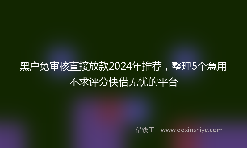 黑户免审核直接放款2024年推荐，整理5个急用不求评分快借无忧的平台