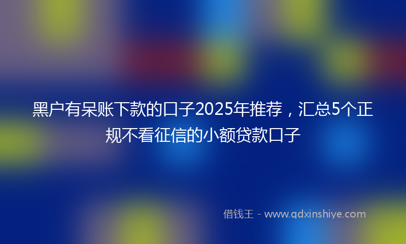 黑户有呆账下款的口子2025年推荐，汇总5个正规不看征信的小额贷款口子