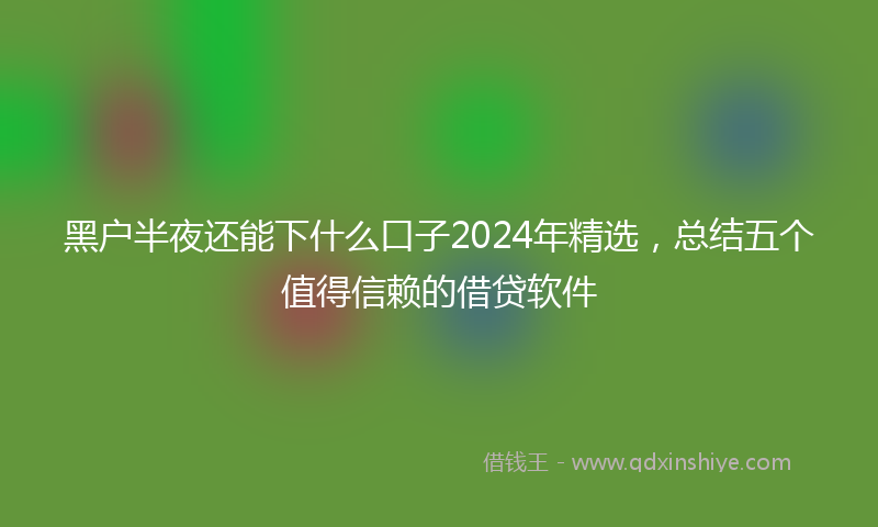 黑户半夜还能下什么口子2024年精选，总结五个值得信赖的借贷软件
