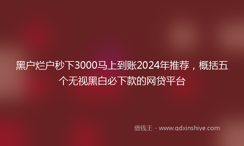 黑户烂户秒下3000马上到账2024年推荐，概括五个无视黑白必下款的网贷平台
