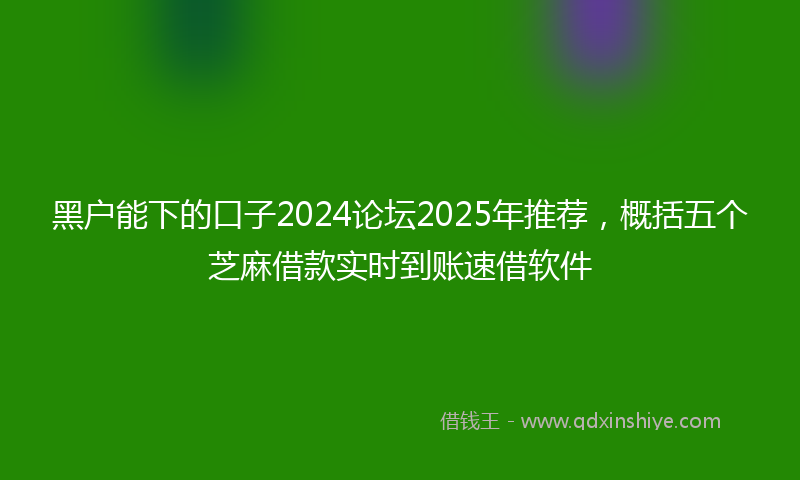 黑户能下的口子2024论坛2025年推荐，概括五个芝麻借款实时到账速借软件
