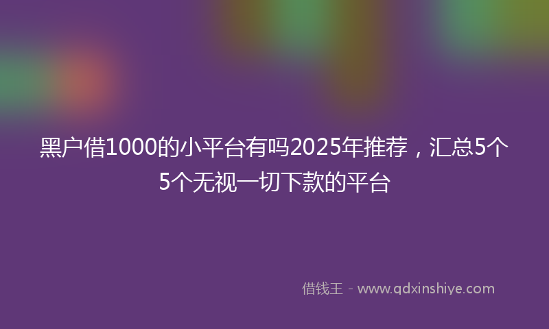 黑户借1000的小平台有吗2025年推荐，汇总5个5个无视一切下款的平台