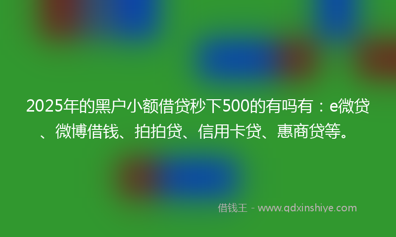 2025年的黑户小额借贷秒下500的有吗有：e微贷、微博借钱、拍拍贷、信用卡贷、惠商贷等。