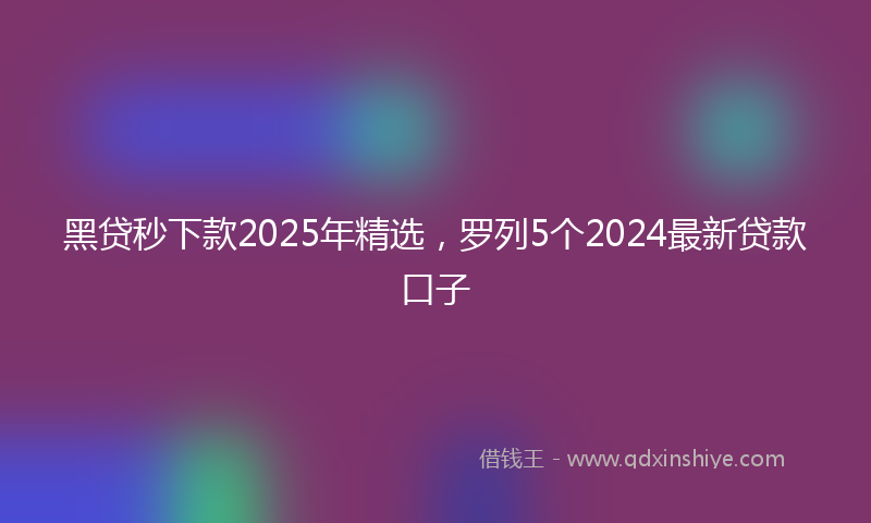 黑贷秒下款2025年精选，罗列5个2024最新贷款口子